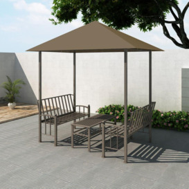 Garden Pavilion with Table and Benches 2.5x1.5x2.4 m Taupe 180 g/m² - thumbnail 1