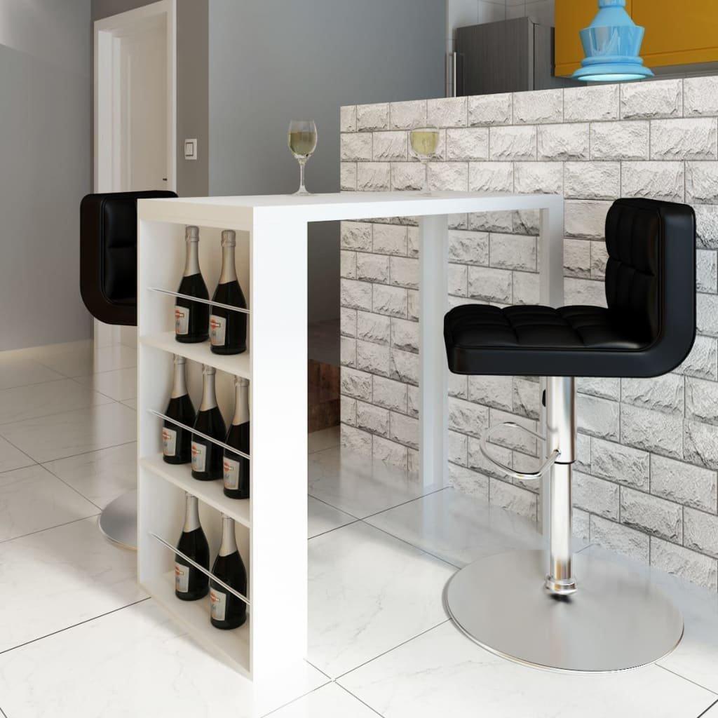 Bar Table MDF with Wine Rack High Gloss White - image 1