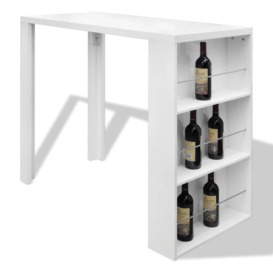 Bar Table MDF with Wine Rack High Gloss White - thumbnail 3