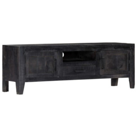 TV Cabinet Black 118x30x40 cm Solid Mango Wood - thumbnail 1