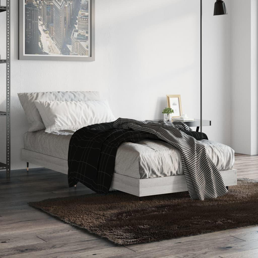 Bed Frame Grey Sonoma 75x190 cm Small Single Engineered Wood - image 1
