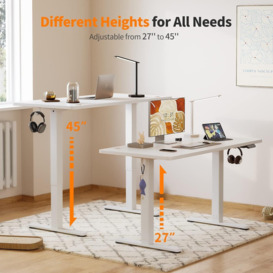 Height Adjustable White Electric Desk Stand Up Desk for Home & Office - thumbnail 3