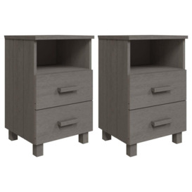 Bedside Cabinets HAMAR 2 pcs Light Grey 40x35x62 cm Solid Wood - thumbnail 2