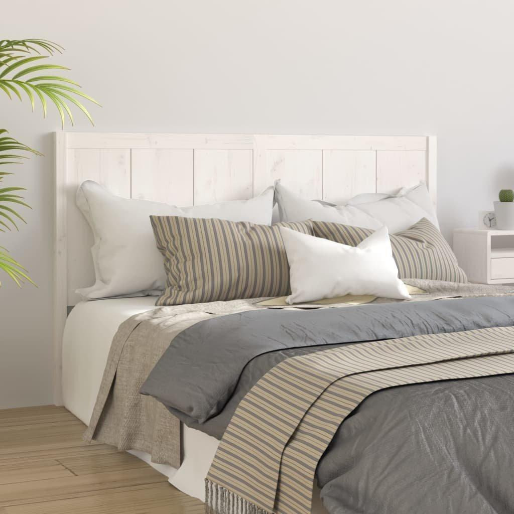 Bed Headboard White 140.5x4x100 cm Solid Pine Wood - image 1