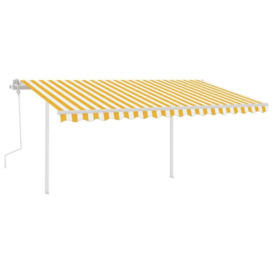 Manual Retractable Awning with Posts 4x3 m Yellow and White - thumbnail 2