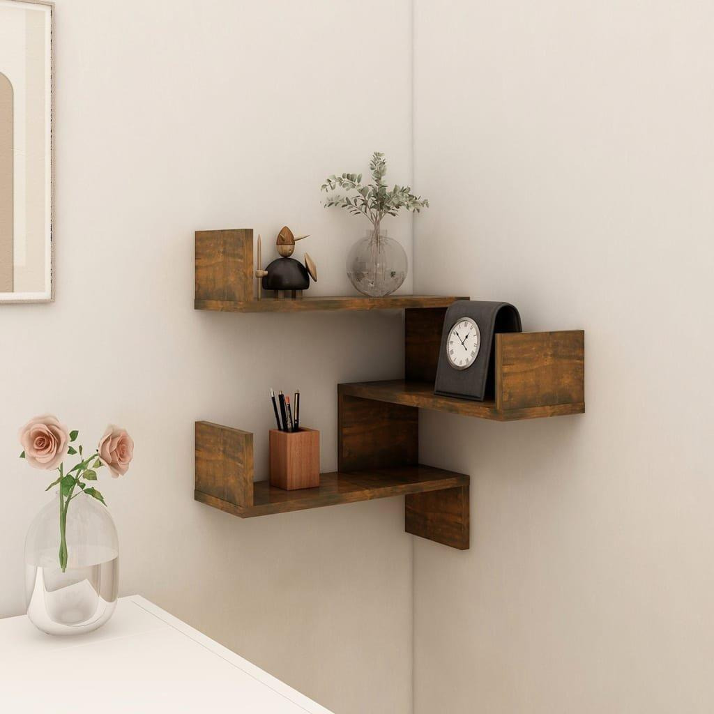 Wall Corner Shelf Smoked Oak 40x40x50 cm Engineered Wood - image 1