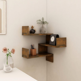 Wall Corner Shelf Smoked Oak 40x40x50 cm Engineered Wood - thumbnail 1