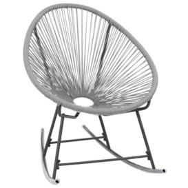 Outdoor Rocking Moon Chair Grey Poly Rattan - thumbnail 2