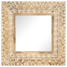 Hand-Carved Mirror 50x50x2.6 cm Solid Mango Wood - thumbnail 3