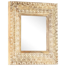 Hand-Carved Mirror 50x50x2.6 cm Solid Mango Wood - thumbnail 1