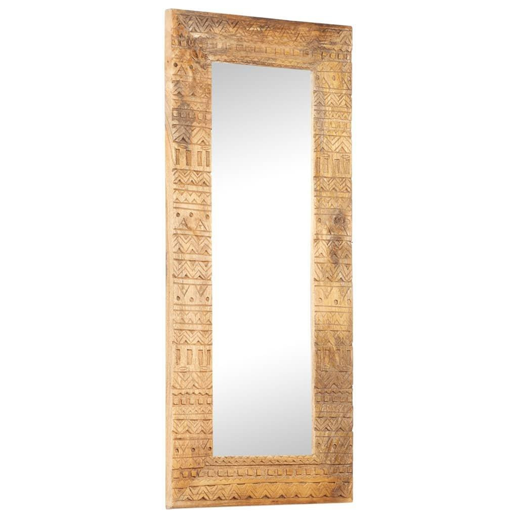 Hand-Carved Mirror 110x50x11 cm Solid Mango Wood - image 1