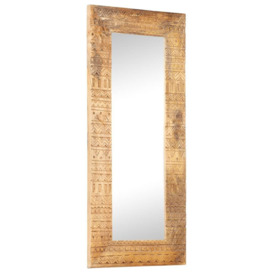 Hand-Carved Mirror 110x50x11 cm Solid Mango Wood - thumbnail 1