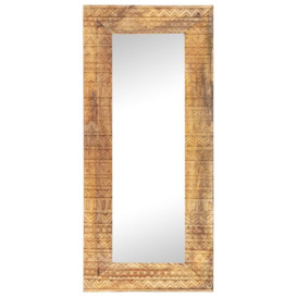 Hand-Carved Mirror 110x50x11 cm Solid Mango Wood - thumbnail 3