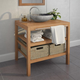 Bathroom Vanity Cabinet with 2 Baskets Solid Teak 74x45x75 cm - thumbnail 1