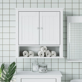 Bathroom Wall Cabinet BERG White 69.5x27x71.5 cm Solid Wood - thumbnail 1