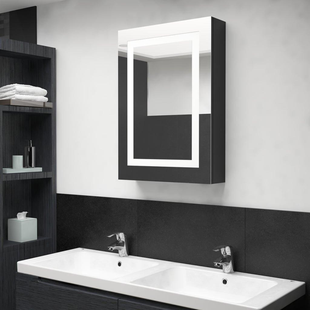 LED Bathroom Mirror Cabinet Shining Black 50x13x70 cm - image 1