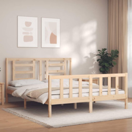 Bed Frame with Headboard King Size Solid Wood - thumbnail 1