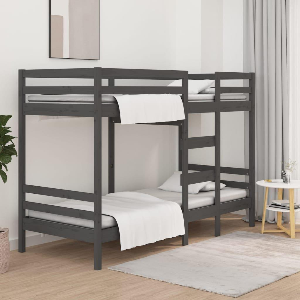 Bunk Bed Grey 90x190 cm 3FT Single Solid Wood Pine