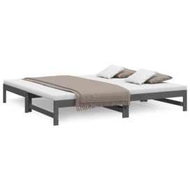 Pull-out Day Bed Grey 2x(100x200) cm Solid Wood Pine - thumbnail 2
