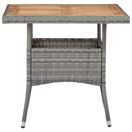 Outdoor Dining Table Grey Poly Rattan and Solid Acacia Wood - thumbnail 2