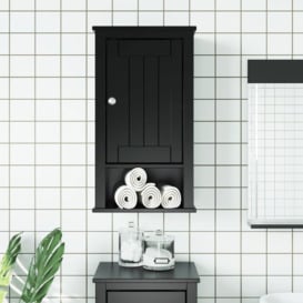 Bathroom Wall Cabinet BERG Black 40x27x71.5 cm Solid Wood Pine - thumbnail 1