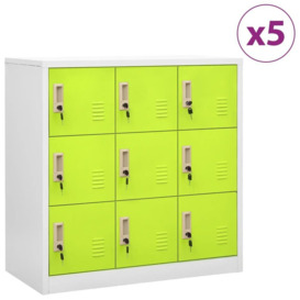 Locker Cabinets 5 pcs Light Grey and Green 90x45x92.5 cm Steel - thumbnail 1