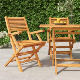 Folding Garden Chairs 2 pcs 55x62x90 cm Solid Wood Teak - thumbnail 1
