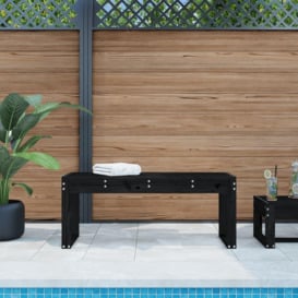 Garden Bench Black 110x38x45 cm Solid Wood Pine - thumbnail 1