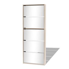 Shoe Cabinet 5-Layer Mirror Oak 63x17x169.5 cm - thumbnail 2