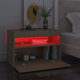 Bedside Cabinet & LED Lights 2 pcs Sonoma Oak 60x35x40 cm - thumbnail 3