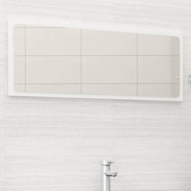 Bathroom Mirror High Gloss White 100x1.5x37 cm Engineered Wood - thumbnail 1