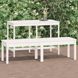 2-Seater Garden Bench White 159.5x44x45 cm Solid Wood Pine - thumbnail 1