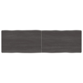 Table Top Dark Grey 140x40x(2-4) cm Treated Solid Wood Live Edge