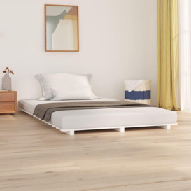 Bed Frame White 150x200 cm King Size Solid Wood Pine