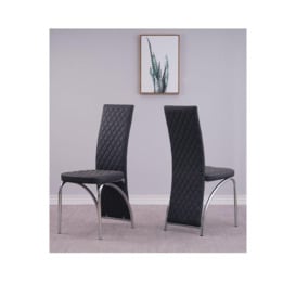 Set of 4 High Back Velvet Dining Chairs with Chrome Frame