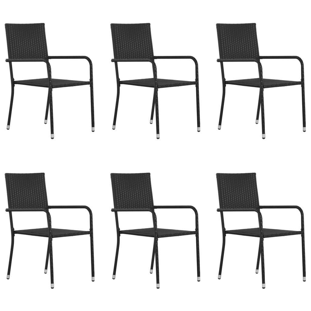 Outdoor Dining Chairs 6 pcs Poly Rattan Black - image 1