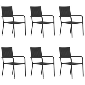 Outdoor Dining Chairs 6 pcs Poly Rattan Black - thumbnail 1
