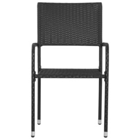 Outdoor Dining Chairs 6 pcs Poly Rattan Black - thumbnail 2