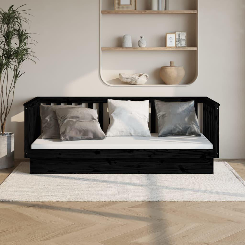 Day Bed Black 80x200 cm Solid Wood Pine - image 1