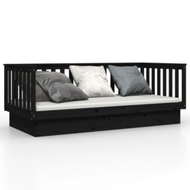 Day Bed Black 80x200 cm Solid Wood Pine - thumbnail 2