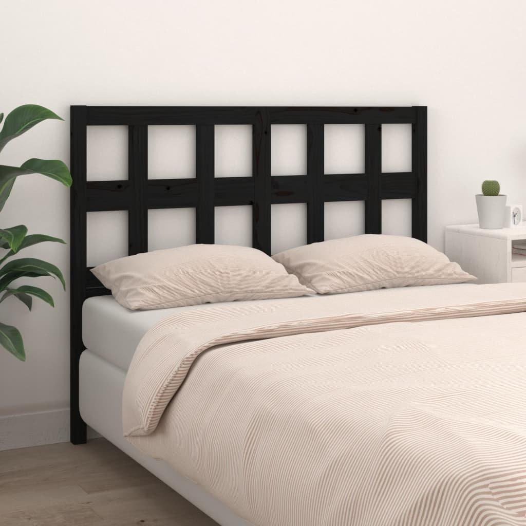 Bed Headboard Black 185.5x4x100 cm Solid Wood Pine - image 1