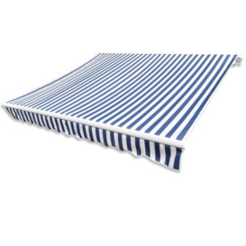 Awning Top Sunshade Canvas Blue & White 450x300 cm - thumbnail 2