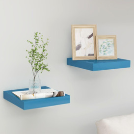Floating Wall Shelves 2 pcs Blue 23x23.5x3.8 cm MDF - thumbnail 1
