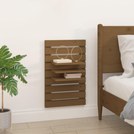 Wall-mounted Bedside Shelves 2 pcs Honey Brown Solid Wood Pine - thumbnail 3