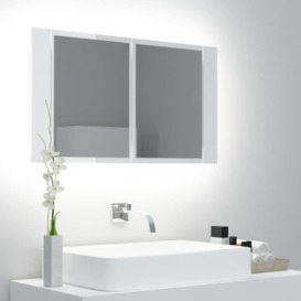LED Bathroom Mirror Cabinet High Gloss White 80x12x45 cm