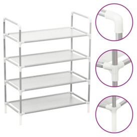 Shoe Rack with 4 Shelves Metal and Non-woven Fabric Silver - thumbnail 1
