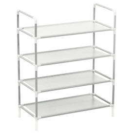 Shoe Rack with 4 Shelves Metal and Non-woven Fabric Silver - thumbnail 2