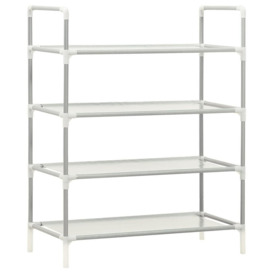Shoe Rack with 4 Shelves Metal and Non-woven Fabric Silver - thumbnail 3