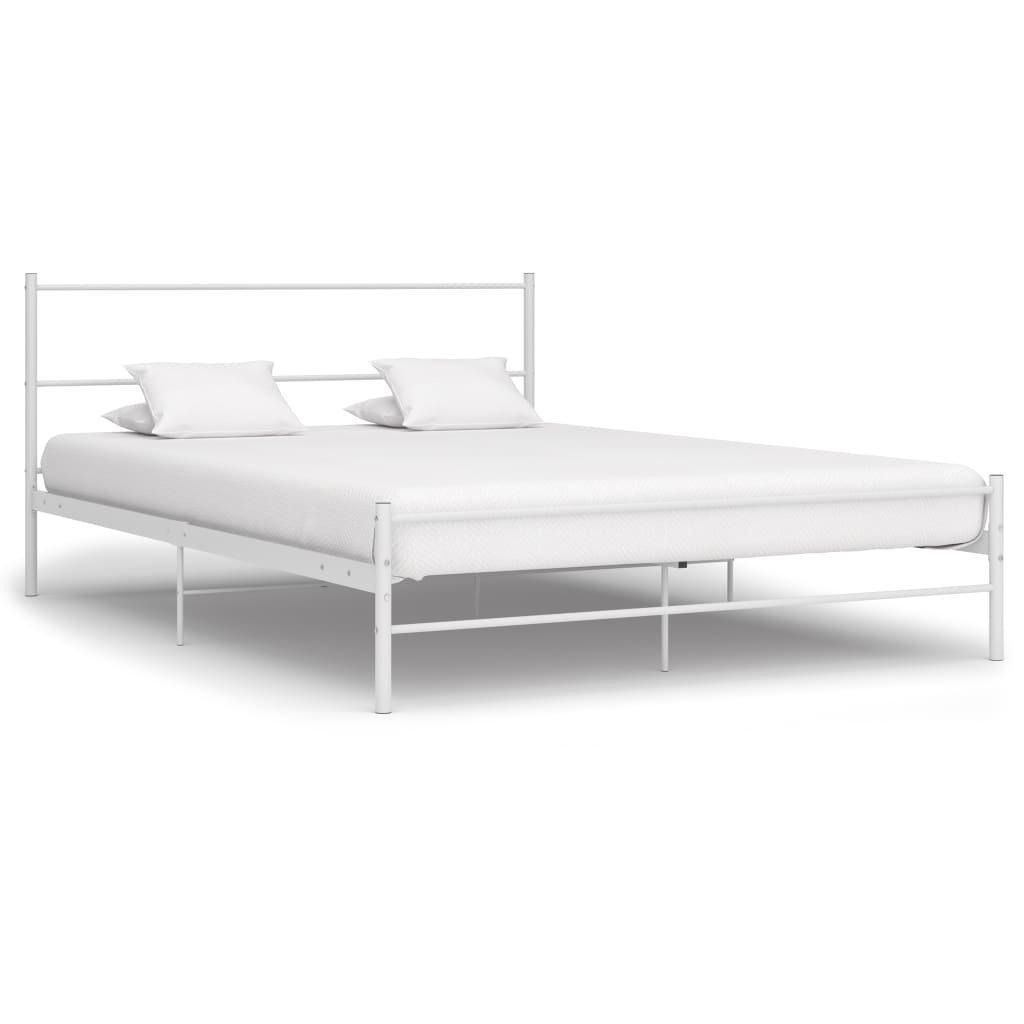 Bed Frame White Metal 140x200 cm - image 1