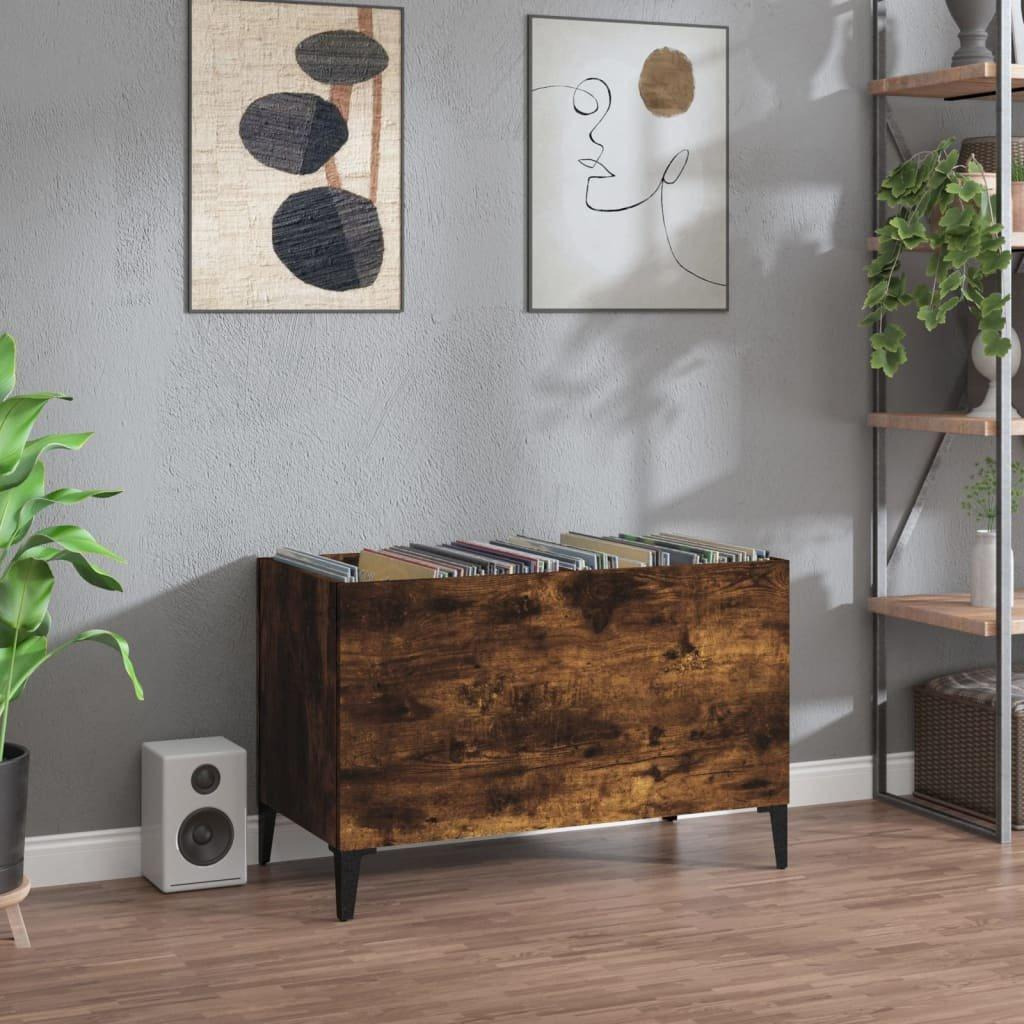 Record Cabinet Smoked Oak 74.5x38x48 cm Engineered Wood - image 1